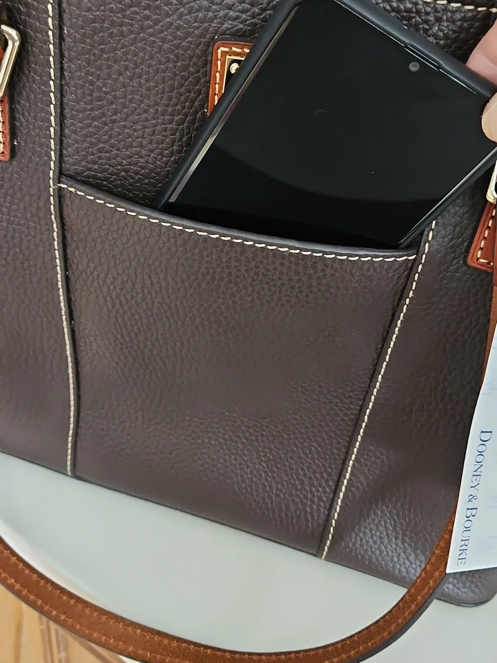 Dooney & Bourke Chocolate Pebble Leather Small Lexington Bag - Picture 7 of 11